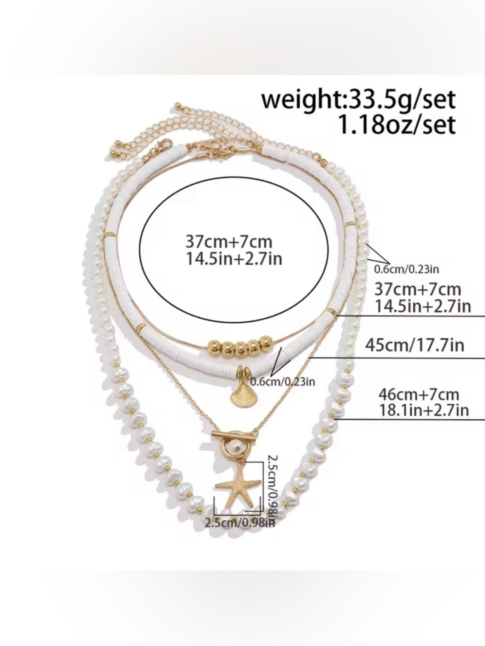 ✨ 4-Piece Layered Starfish & Shell Necklace Set ✨ - Picture 2 of 7